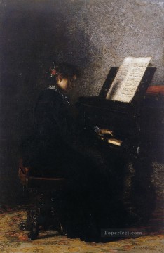 Elizabeth at the Piano Realism portraits Thomas Eakins Oil Paintings
